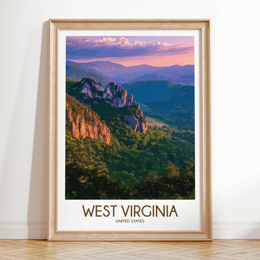 West Virginia Vintage Style Print