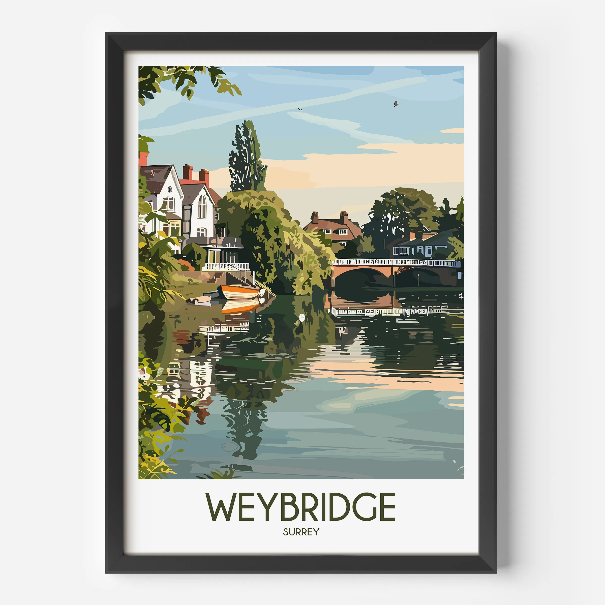 Weybridge Retro Travel Illustration