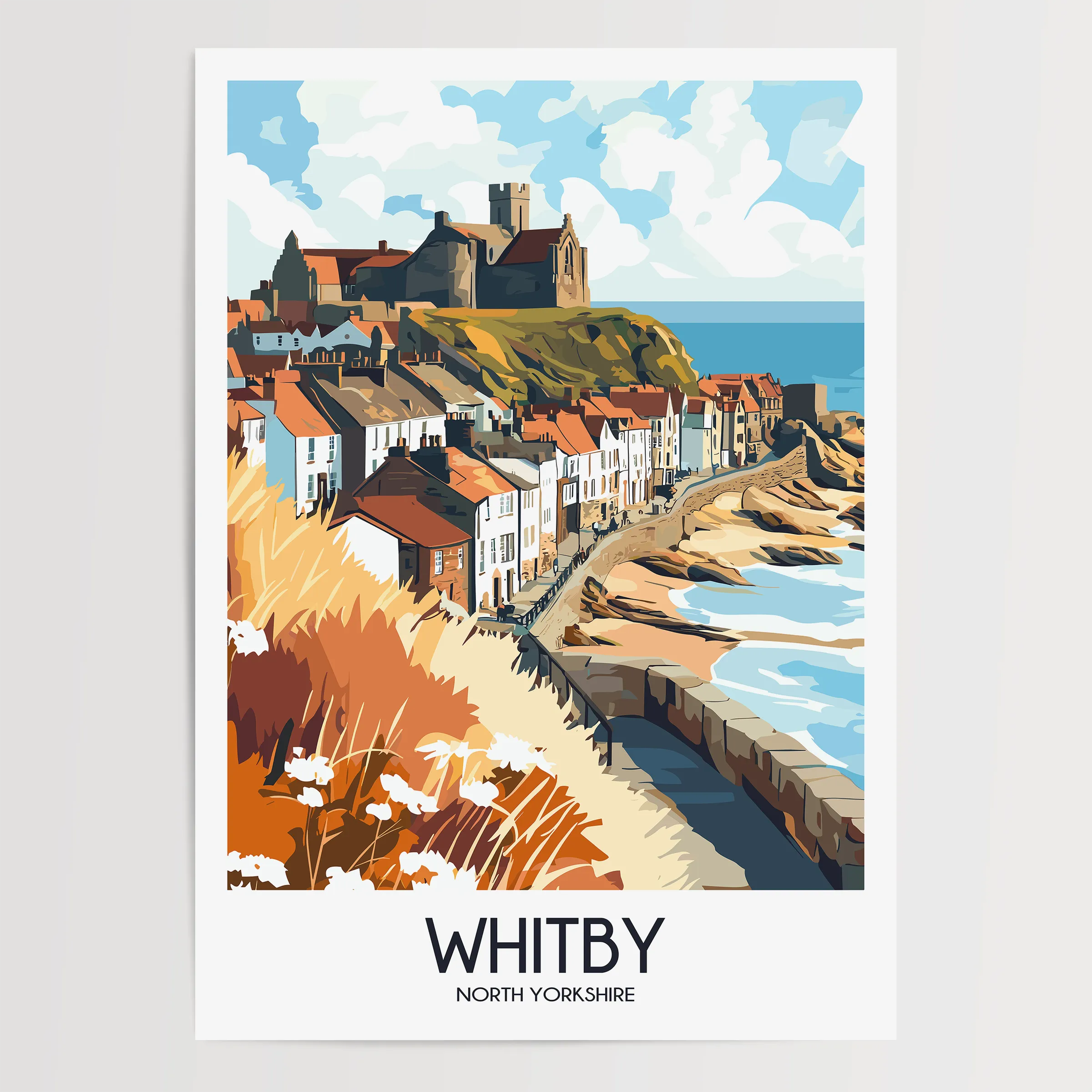 Whitby Retro Travel Illustration
