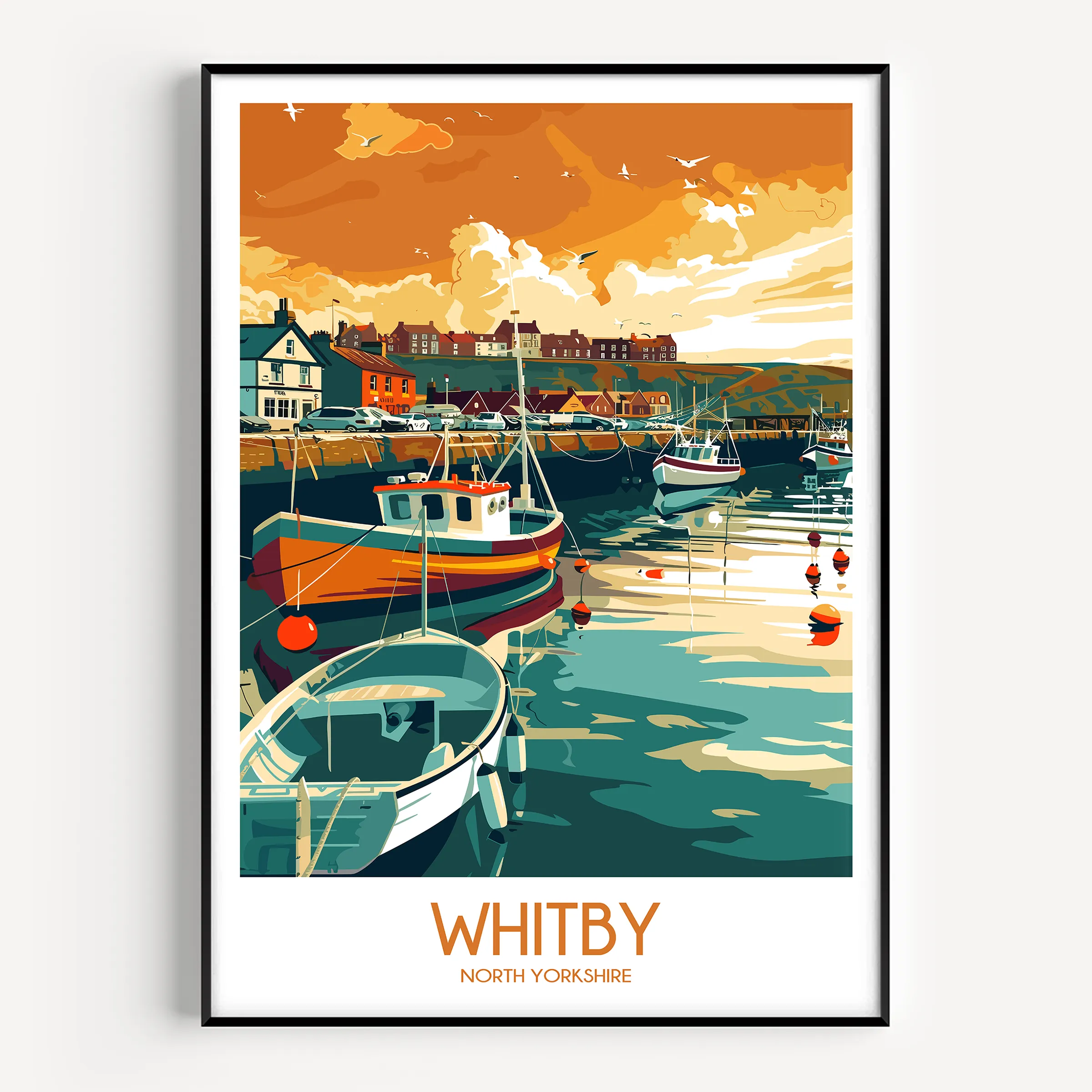 Whitby Retro Travel Illustration