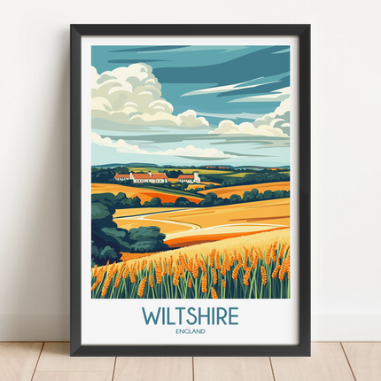 Wiltshire Retro Travel Illustration