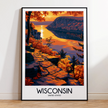 Wisconsin Retro Travel Illustration