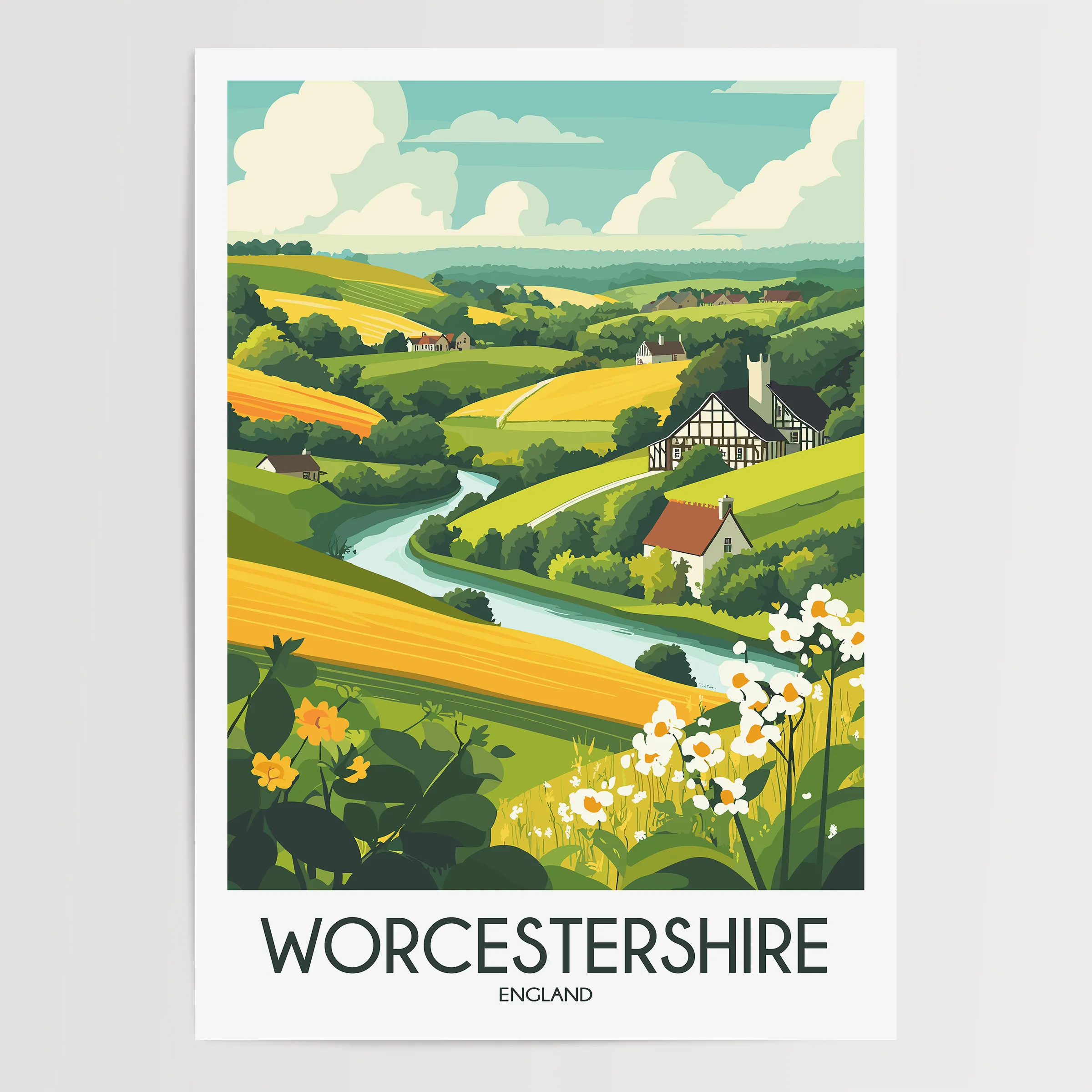 Worcestershire Minimalist Wall Art