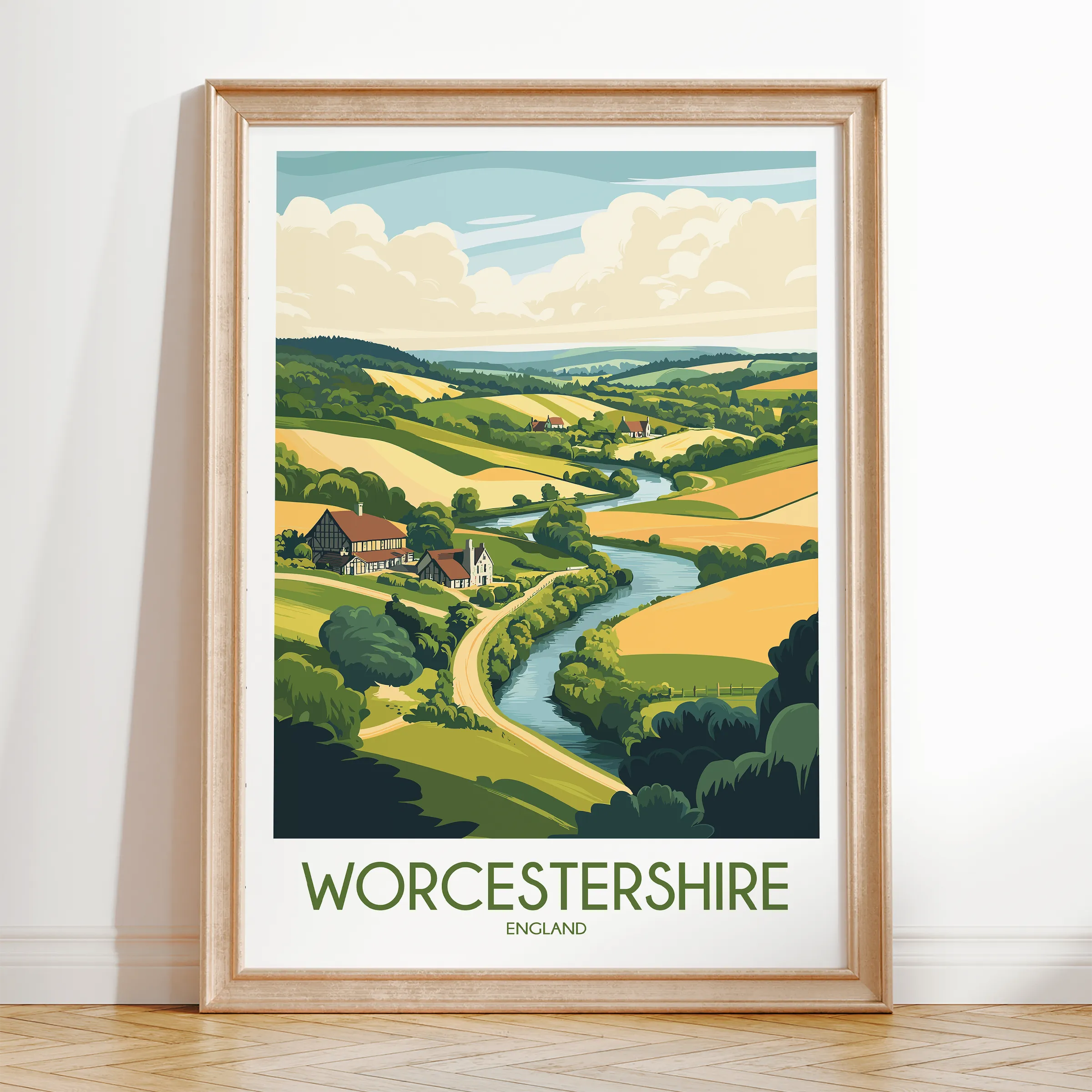 Worcestershire Retro Travel Illustration