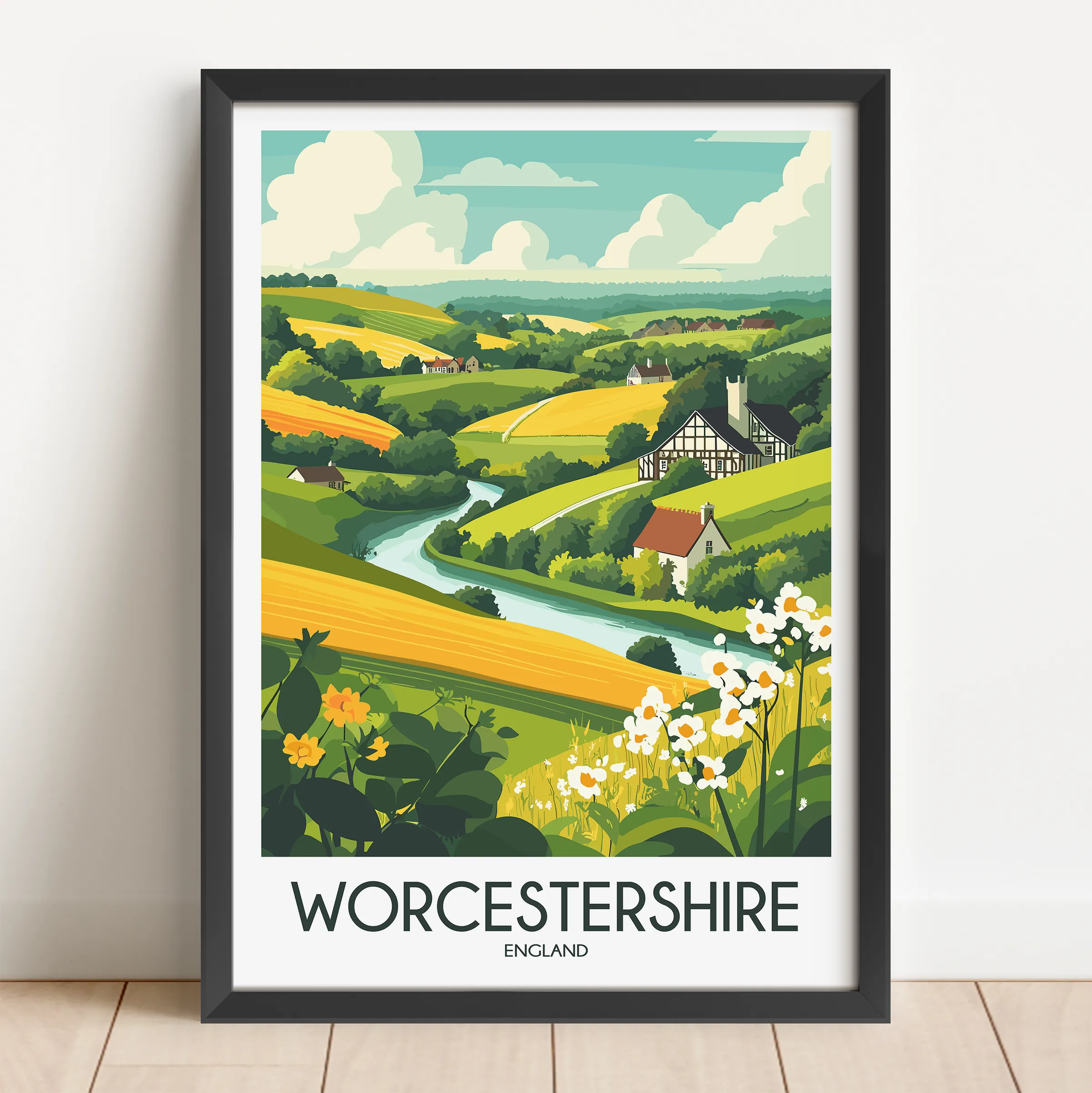 Worcestershire Retro Travel Illustration