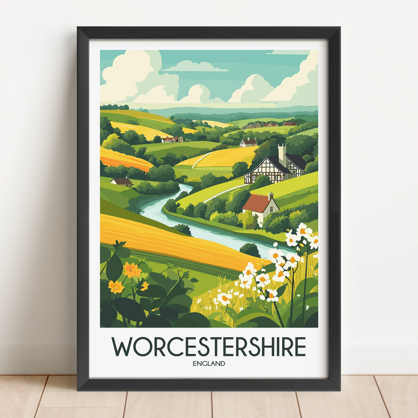 Worcestershire Retro Travel Illustration