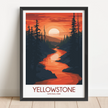 Yellowstone Retro Travel Illustration