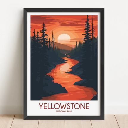 Yellowstone Retro Travel Illustration