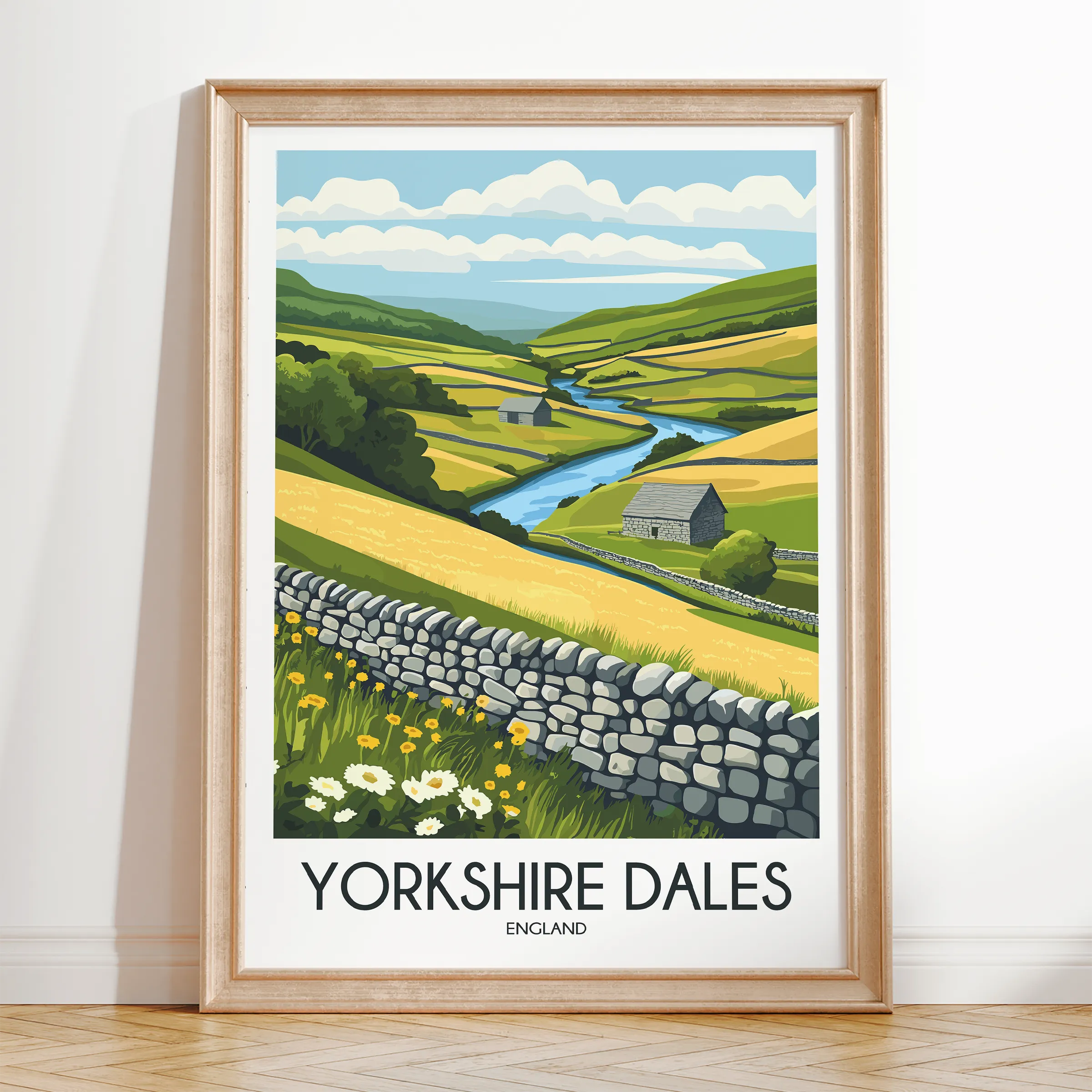 Yorkshire Dales Retro Travel Illustration