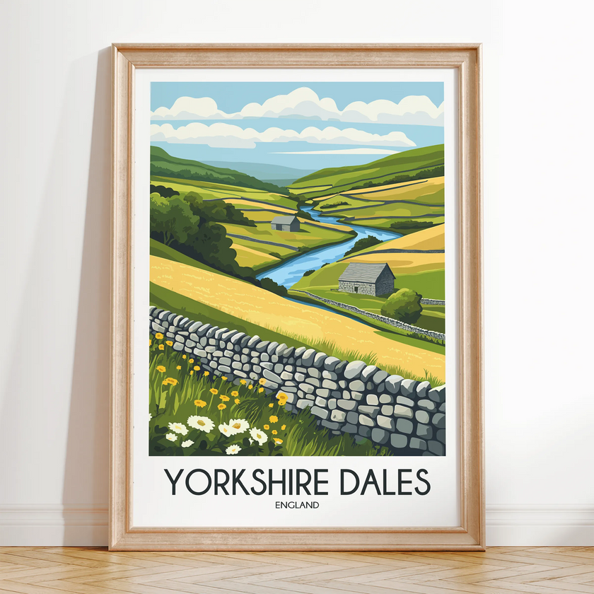 Yorkshire Dales Retro Travel Illustration