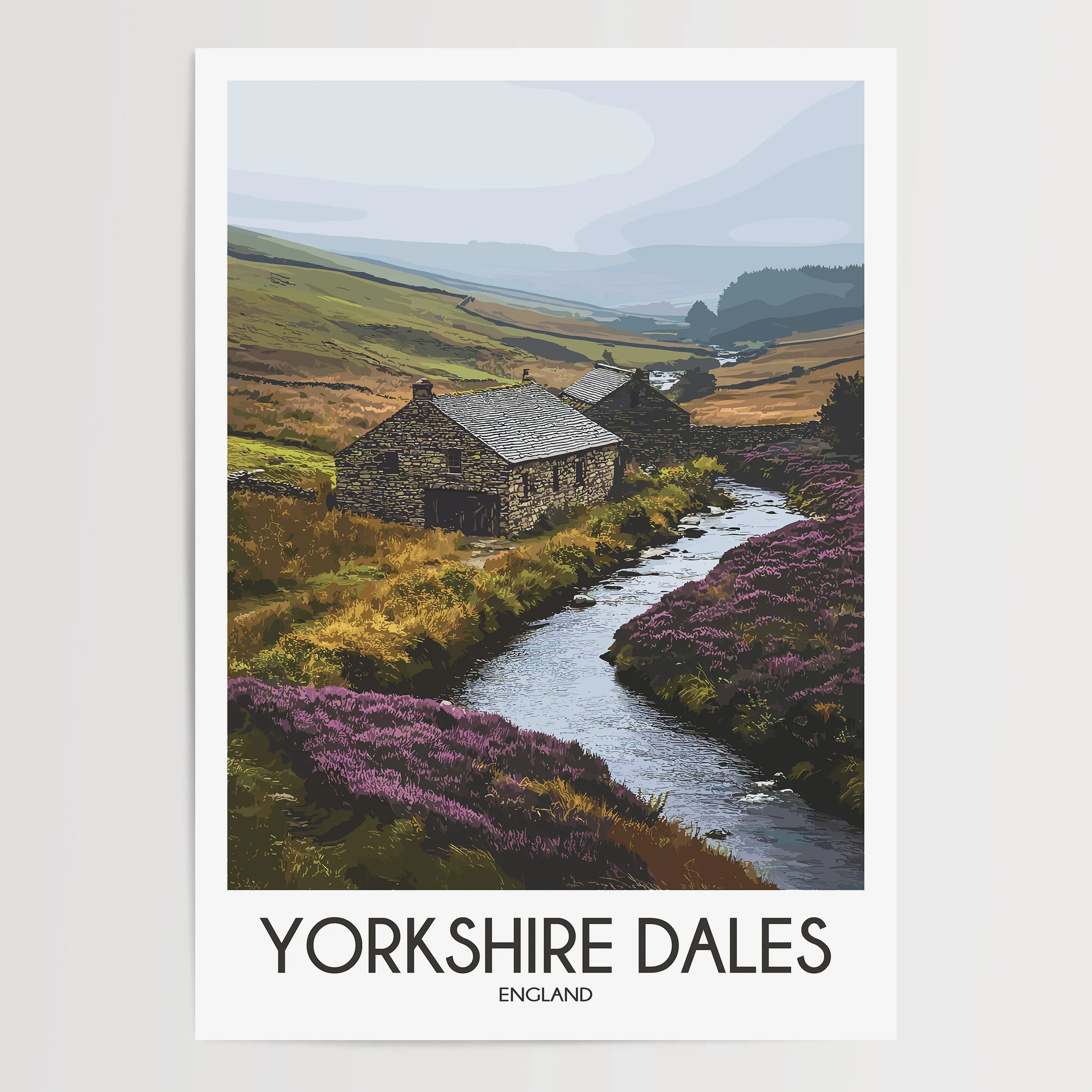 Yorkshire Dales Retro Travel Illustration