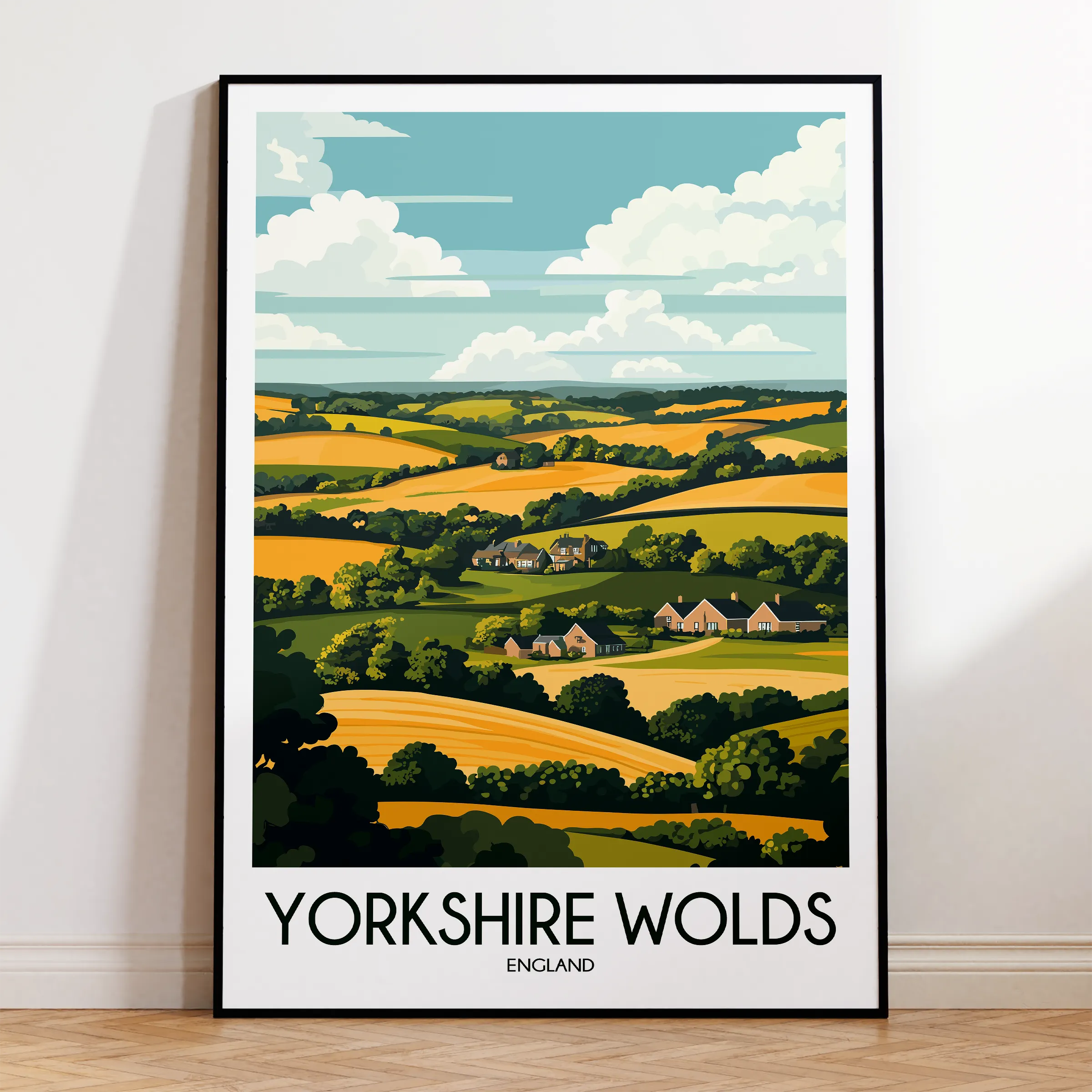 Yorkshire Wolds Retro Travel Illustration