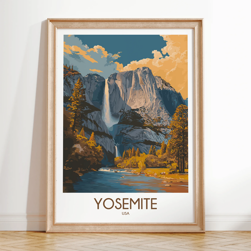 Yosemite Retro Travel Illustration