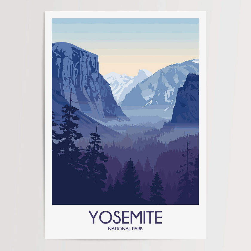 Yosemite Retro Travel Illustration