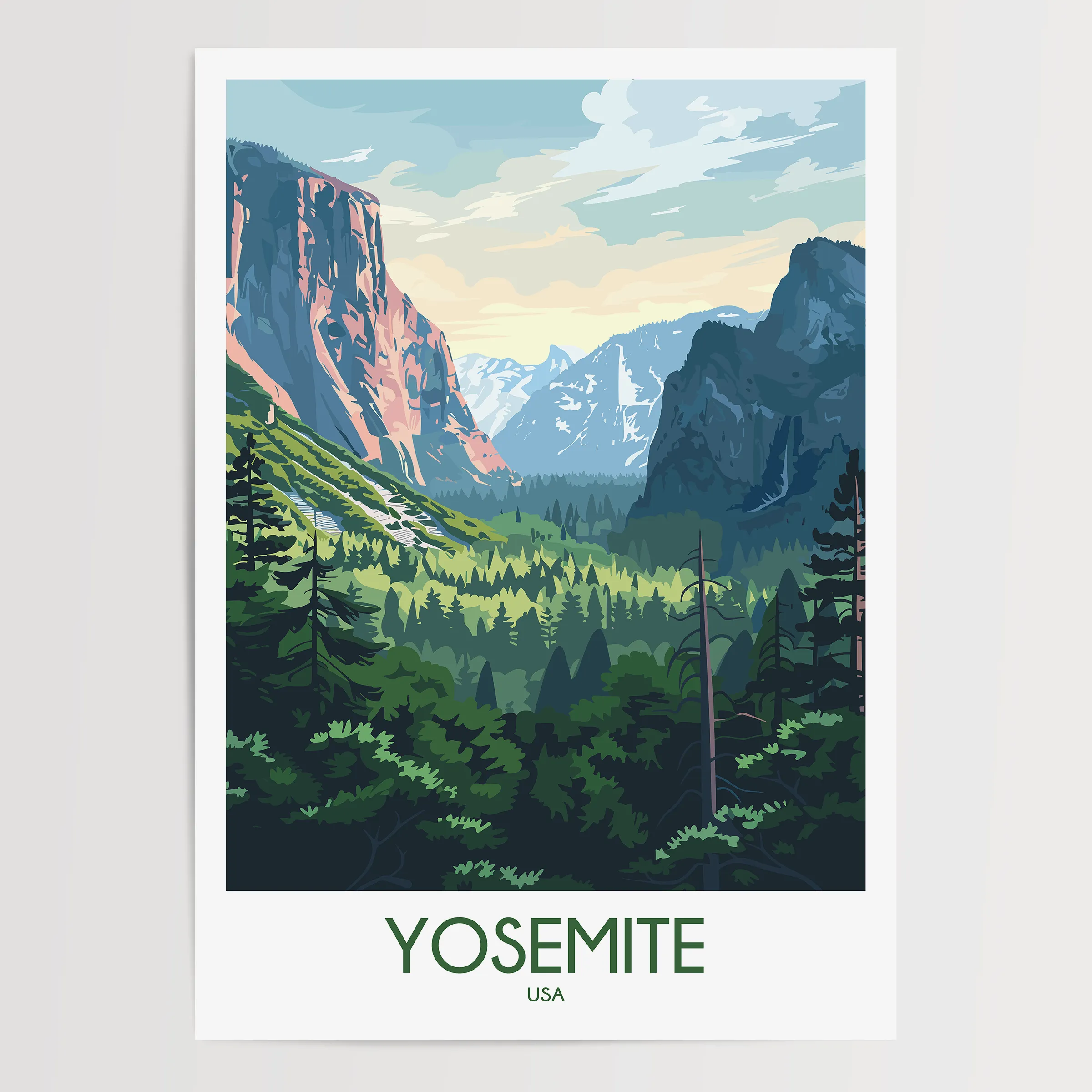 Yosemite Retro Travel Illustration