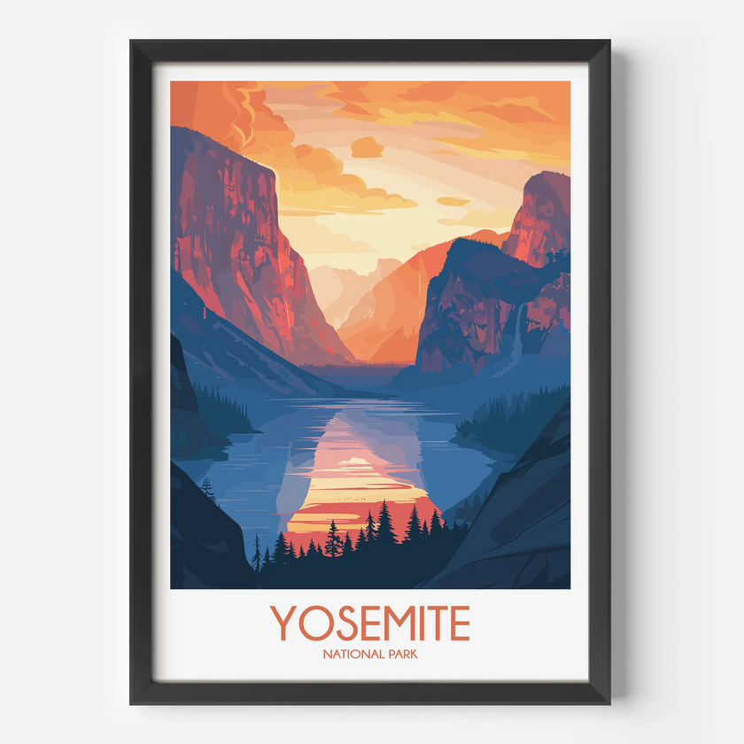 Yosemite Retro Travel Illustration