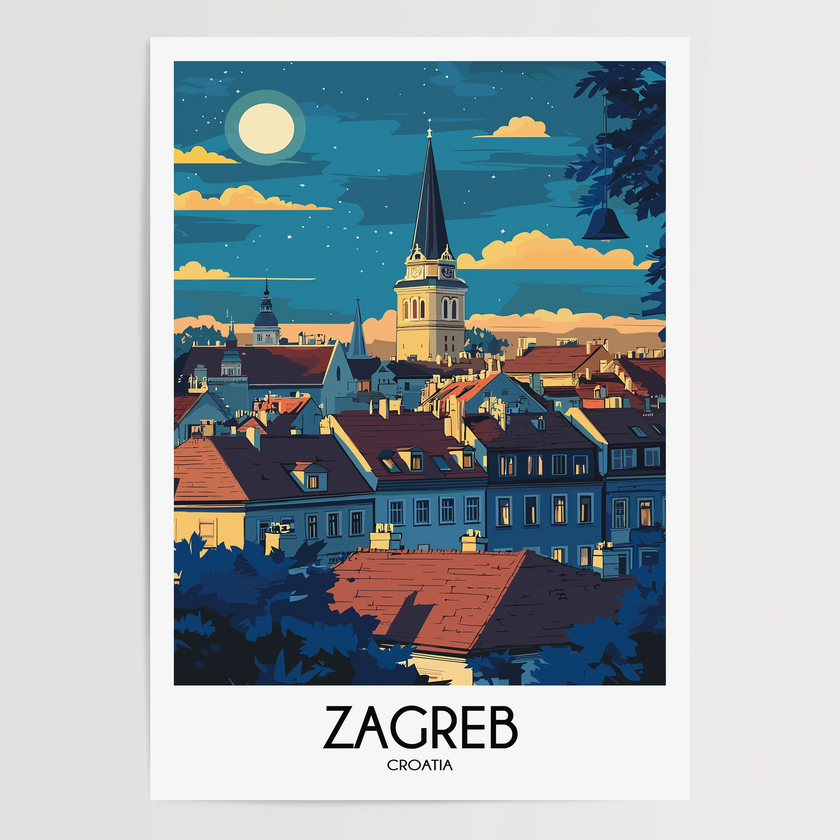 Zagreb Retro Travel Illustration