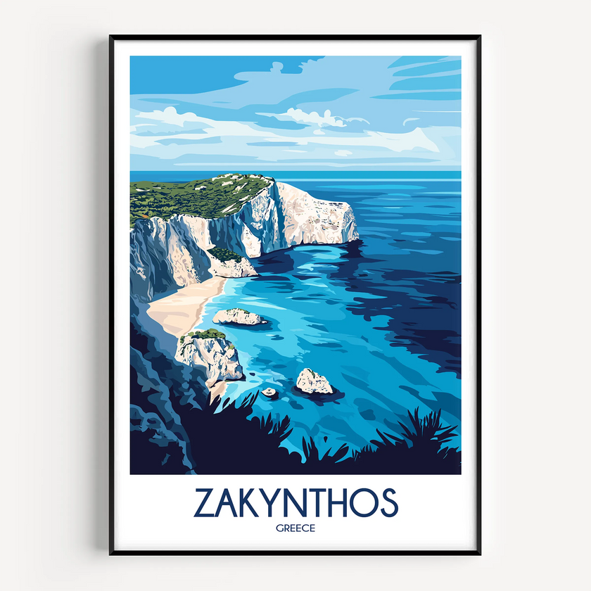 Zakynthos Retro Travel Illustration